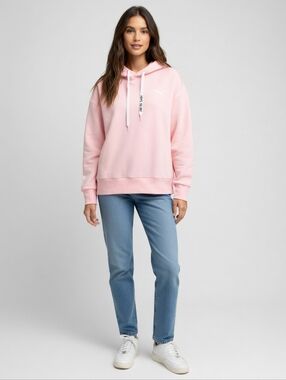Puma Pastel Pink Pullover Hoodie with White Drawcords